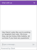 Example of an Olark automated chat rule…on the targeted chat rule admin page!