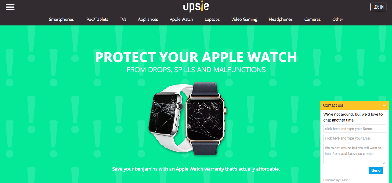 Upside uses Olark to capture leads even when they’re offline.