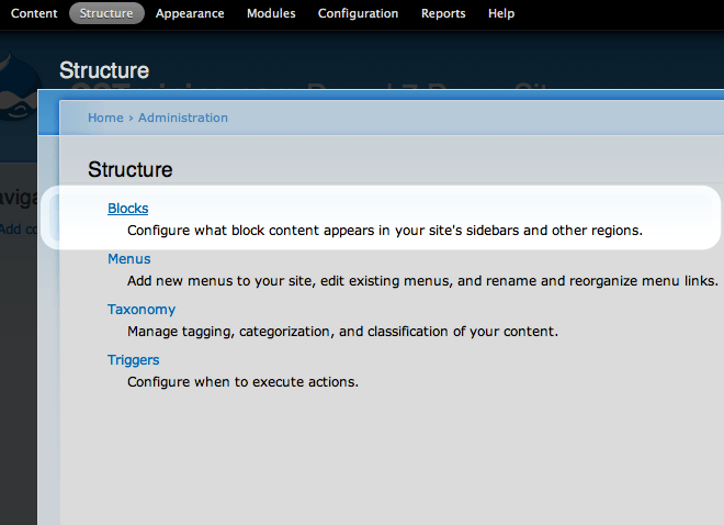 Image of block menu item