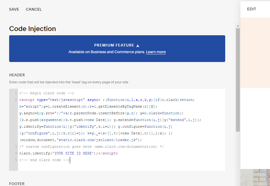 Squarespace &ndash; Header with Code Example