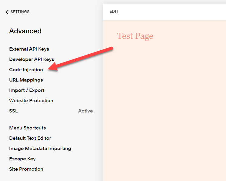 SquareSpace &ndash; Code Injection Menu Option