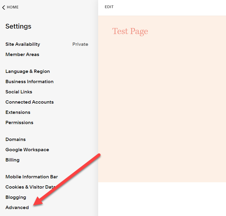 SquareSpace &ndash; Advanced Menu Option