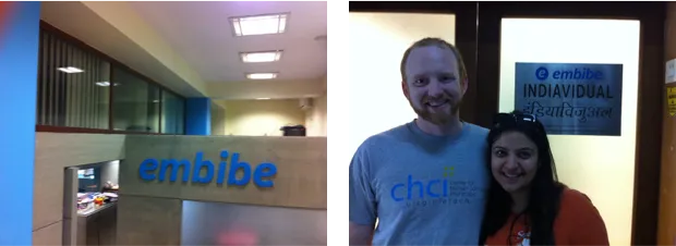Ben Congleton with Aditi Avashthi at the embibe offices in Mumbai